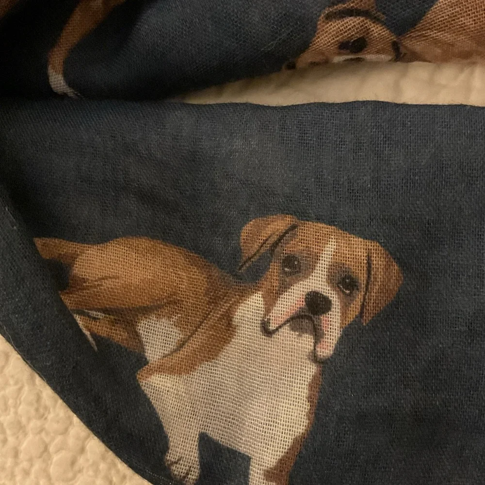 🐶 New Comfies Pet Lover Boxer Puppy Print Scarf Blue 35